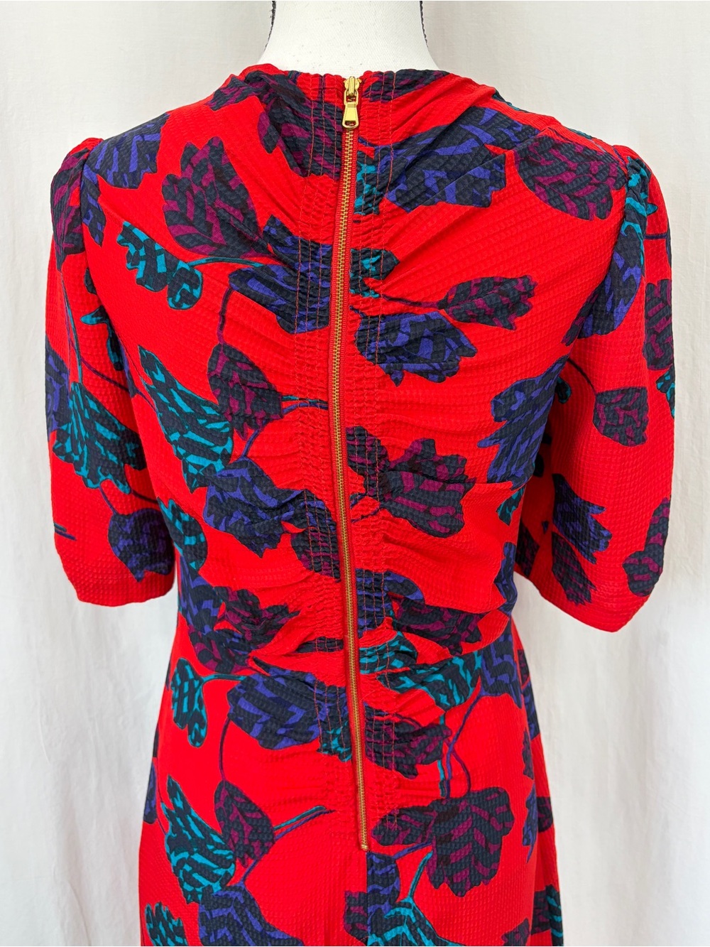 Marc by Marc Jacobs Mareika red tulip print dress textured 100% silk-jacquard 4 - Picture 8 of 17